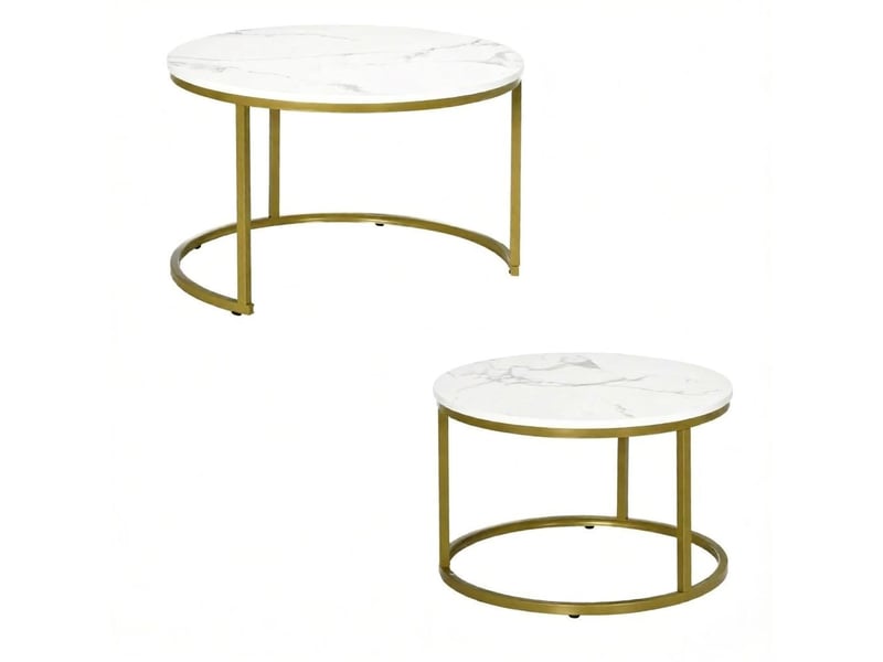  Table basse 2 pièces design gigogne tables rondes style moderne format compact  - Conforama A