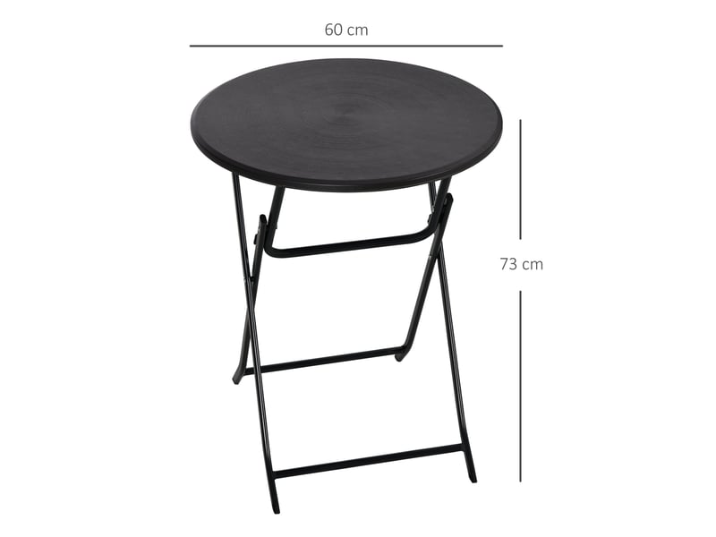  Table de jardin pliante ronde 60 x 73 cm gris foncé, plateau hdpe aspect bois, structure en acier 4 personnes  - Conforama C