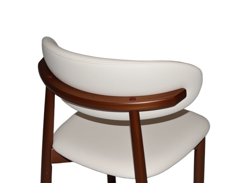  Lot de 2 chaises de salle à manger avec dossier incurvé et assise rembourrée, bois de chêne finition noyer, blanc  - Conforama E