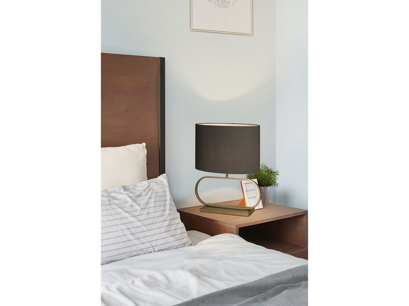  Searchlight sleek lampe de table, bronze, abat-jour gris, 1 x e27  - Conforama B
