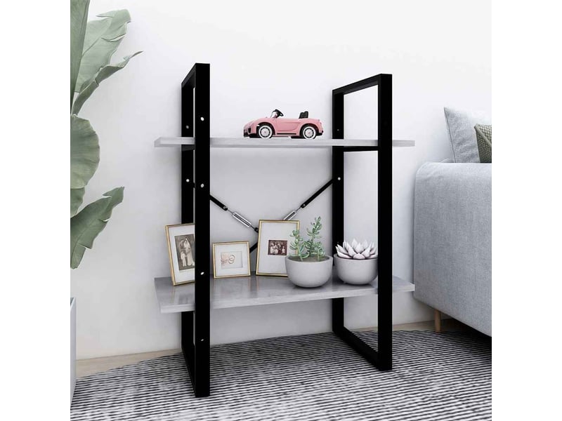 Bibliothèque à 2 niveaux, armoire à livres gris béton 60x30x70 cm bois ingénierie  - Conforama B