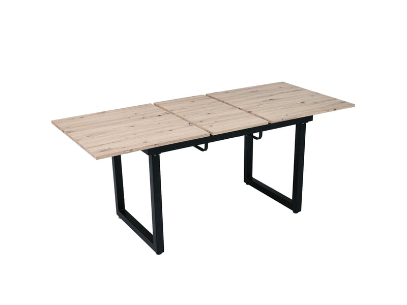  Table à manger extensible 140180 x 80 x 75 cm, effet bois naturel et noir, mdf et métal Fay Lum - Conforama A
