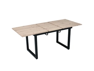 Table à manger extensible 140180 x 80 x 75 cm, effet bois naturel et noir, mdf et métal