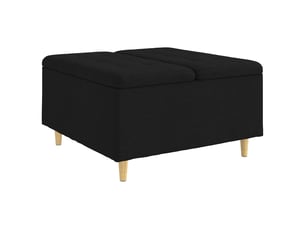 Ottoman, repose pied salon avec rangement noir 80x80x45 cm tissu