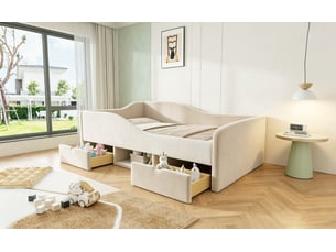 Lit avec rangement 90x190 cm coloris beige
