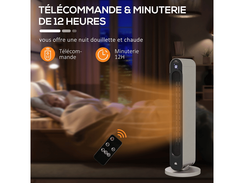  Chauffage soufflant oscillant 2200w mini radiateur céramique ptc avec télécommande  - Conforama E