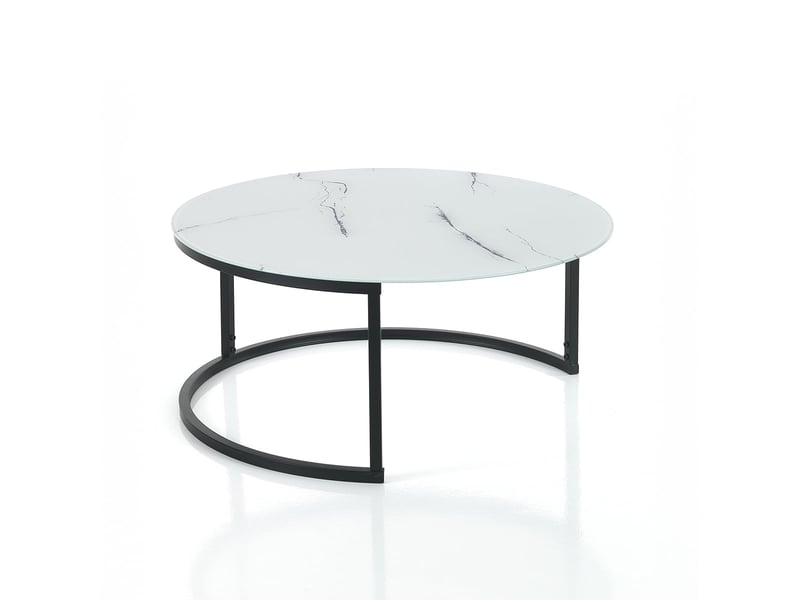 Table basse ronde en verre effet marbre logan evo  - Conforama A