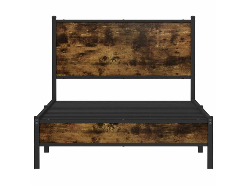  Lit simple- lit adulte -  cadre de lit en métal sans matelas chêne fumé 100x200 cm  - Conforama D