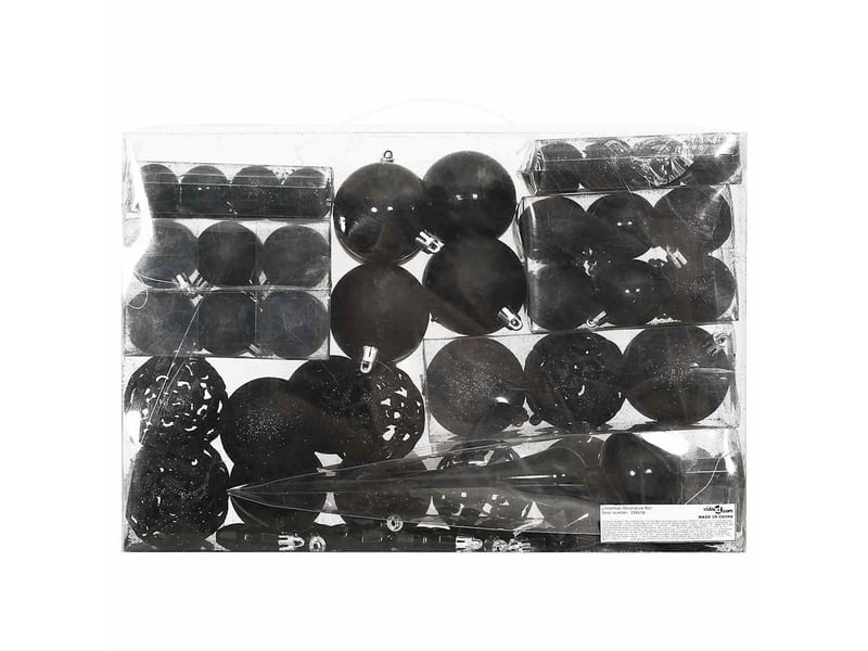  Ensemble de boules de noël 111 pièces noir polystyrène  - Conforama A