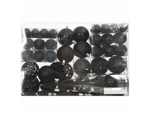 Ensemble de boules de noël 111 pièces noir polystyrène