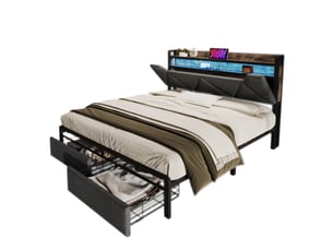 Lit avec rangement 140x200 cm TCQPZ   coloris gris