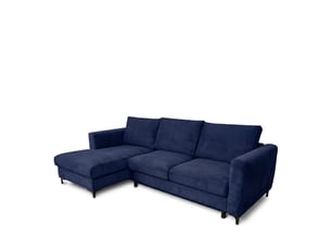Canapé d'angle droit convertible - 4 places - velours côtelé - fiesole - bleu foncé