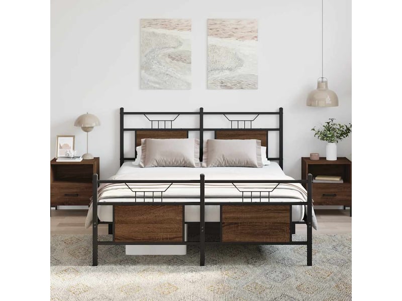 Lit double- lit adulte -  cadre de lit sans matelas chêne marron 150x200 cm  - Conforama C