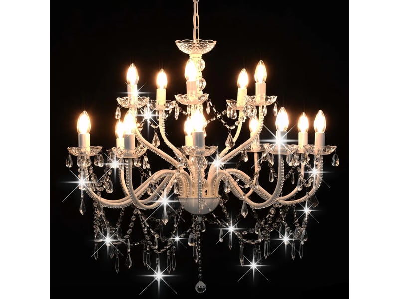  Lustre classique 80 x 74 cm ambiance élégante 15 ampoules e14 en métal blanc 02_0046418  - Conforama B