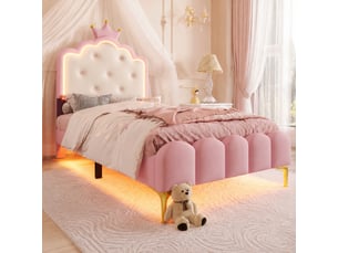 Lit simple 90x200 cm MEUBLIV coloris rose