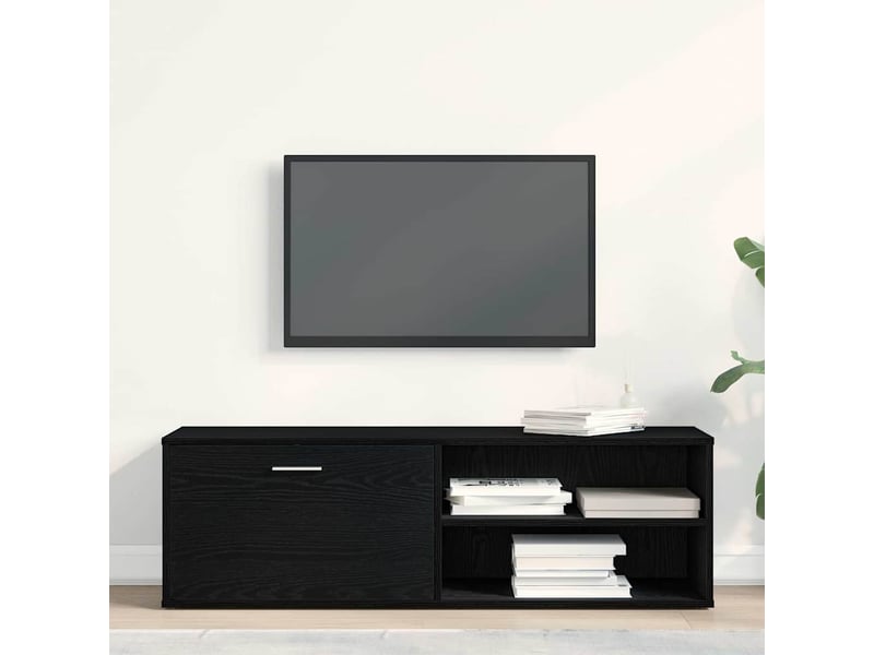  Meuble tv - banc tv - meuble de rangement en chêne noir 120x34x37 cm bois d'ingénierie  - Conforama C