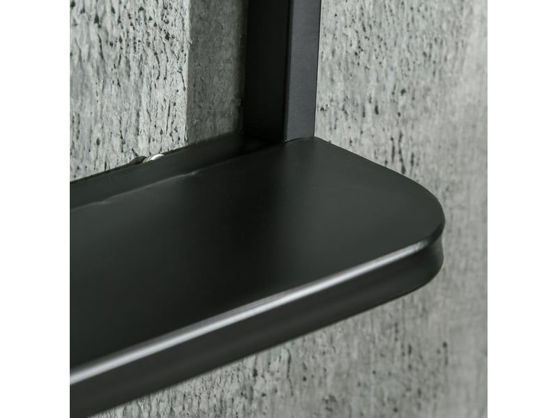  Miroir mural rectangulaire 50 x 70 cm noir en fer, avec tablette intégrée pour salon, entrée ou salle de bains  - Conforama E