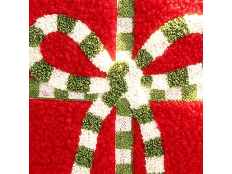  Lot de 2 housses de coussin noël 45 x 45 cm, blanc doux avec motif nœud cadeau, décoration canapé salon, rouge  - Conforama D