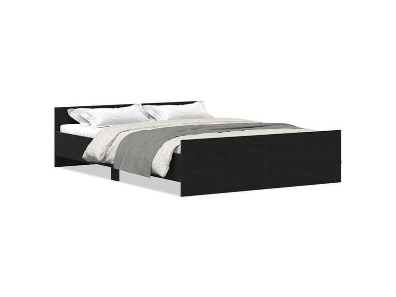  Lit double- lit adulte -  cadre de lit sans matelas en chêne noir 135 x 190 cm bois d'ingénierie  - Conforama A