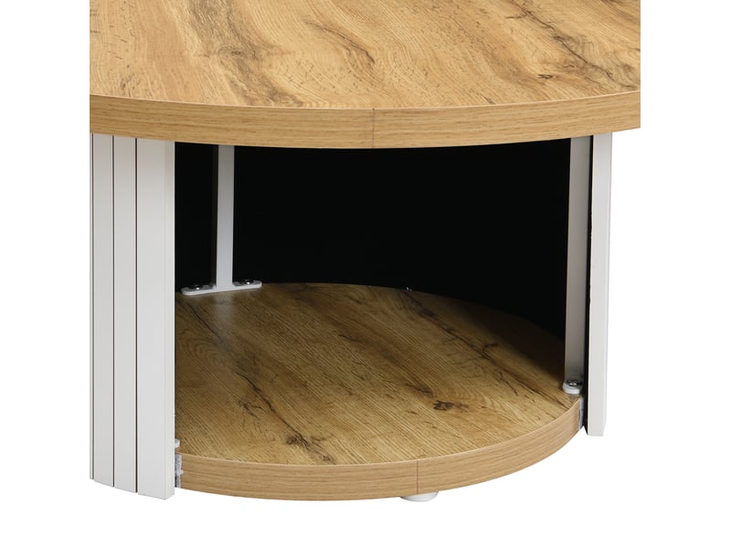  Lot de 2 tables basses rondes 75x75x50+45x45x35 cm, table salon gigogne, table d'appoint, style nordique, mdf, naturel  - Conforama E