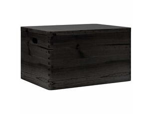 Boîte de rangement, coffre avec couvercle et poignées noir bois pin massif shl79336