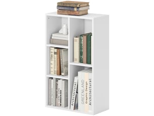 Bibliothèque étagère de rangement avec 5 compartiments, pour salon chambre à coucher bureau, 50x24x80cm, blanc