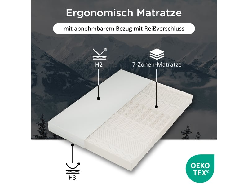  Matelas 180x200 cm - épaisseur 20 cm, indice h2h3, 7 zones, réversible, housse lavable à 60 °c, mousse à froid, certifié oeko-tex, polyester, blanc Luxe haut de gamme - Conforama D