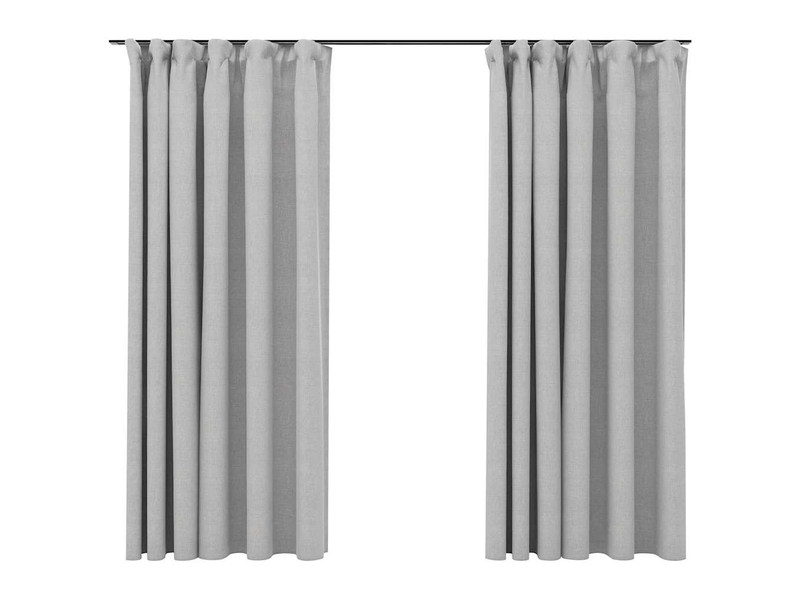  Lot de 2 rideaux occultants, rideaux black-out aspect lin avec crochets gris 140x175cm cf44512  - Conforama A