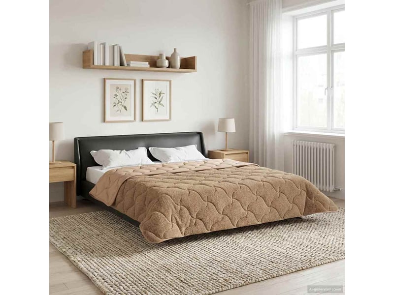  Couette - duvet d'été 200 x 200 cm été taupe respirant  - Conforama D