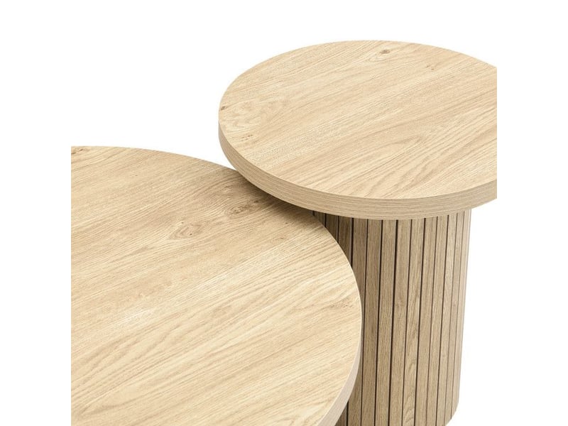  Table basse ronde en bois - double table - 66 cm de diamètre - 40 cm de hauteur - naturel - mdf - table d'appoint 40x40x46cm - Conforama D