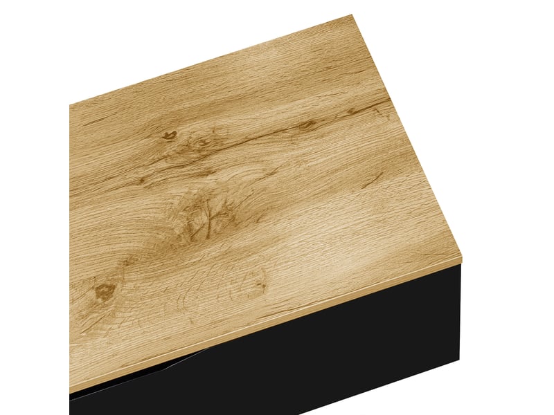  Meuble tv 180x35x30cm, meuble télé avec 3 portes, led, mdf+pbaggloméré, noir brillant+couleur bois  - Conforama R