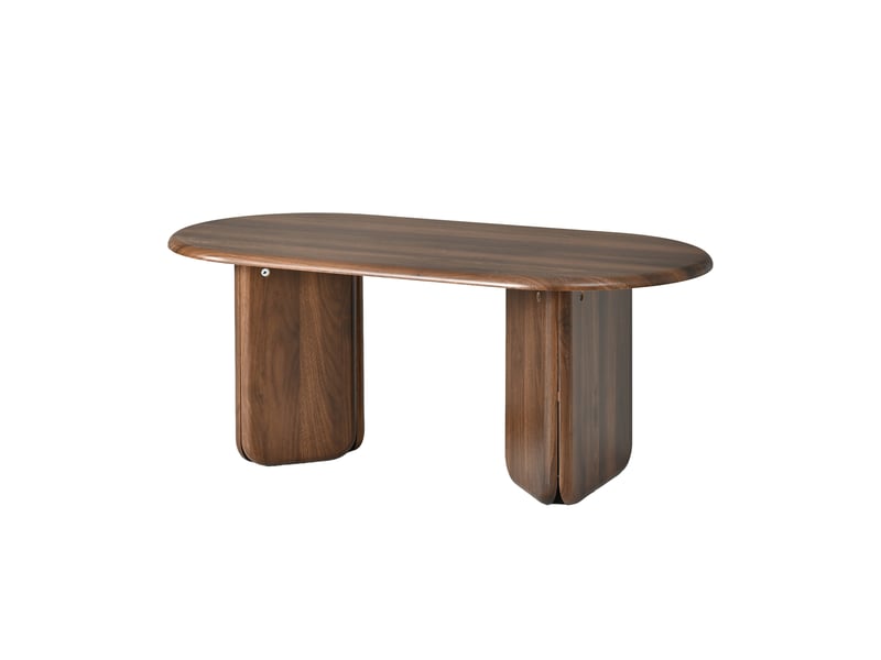  Table basse ovale effet noyer 99x50x40 cm, table de salon moderne en mdf avec pieds arrondis  - Conforama A
