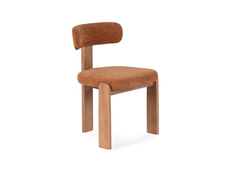  Lot de 2 chaises repas design en tissu texturé rouille et bois  - Conforama C