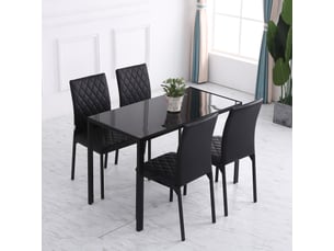 Lot de 4 chaises salle à manger noires, assise rembourrée, pieds acier, design contemporain moderne