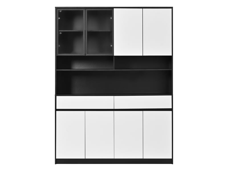  Buffet haut 8 portes 2 tiroirs avec led en mdf noir et blanc 120x38x160 cm GL52345W - Conforama A