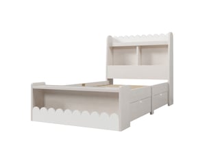 Lit avec rangement 90x200 cm   Sol Morn coloris blanc