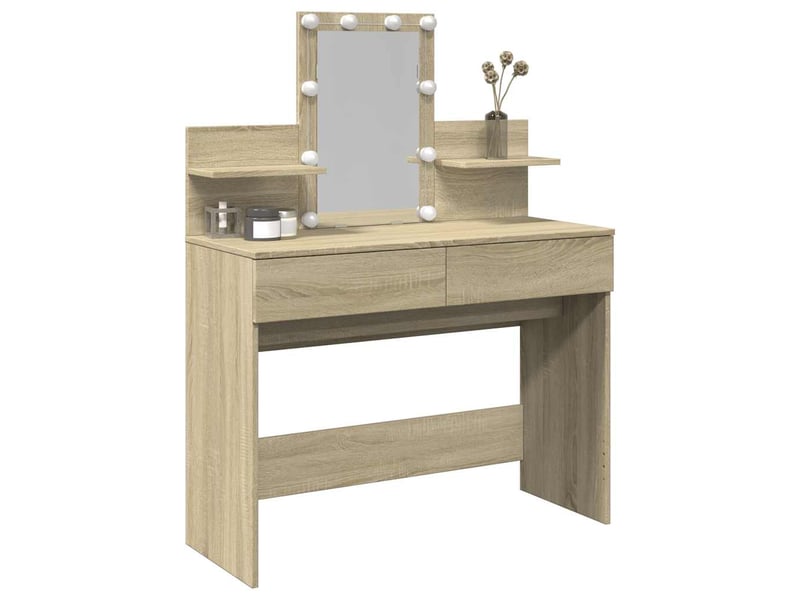  Coiffeuse, table de maquillage avec led chêne sonoma 100x40x130 cm shl88247  - Conforama D