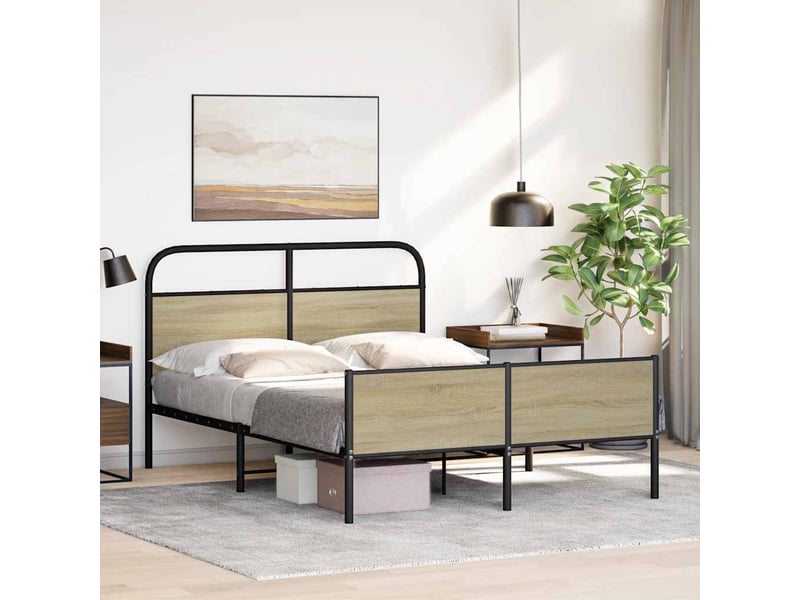  Lit double- lit adulte -  cadre de lit sans matelas 120x190 cm cm chêne sonoma  - Conforama C