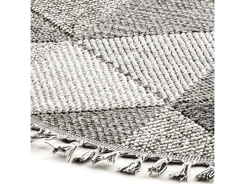 Tapis rond à motifs triangles gris - bukle  - Conforama C