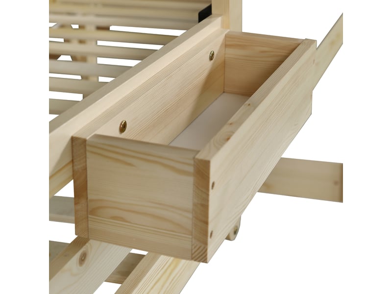 Lit mezzanine cabane 90 x 200 cm avec escalier de rangement et tableau blanc et naturel Fay Lum - Conforama D