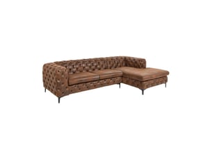 Canapé d'angle velena marron capitonné – canapé baroque en microfibre avec structure en bois massif