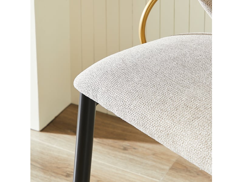 Tabouret de bar 2 pièces avec hauteur réglable, dossier et repose-pieds, en chenille noir et or - Conforama E