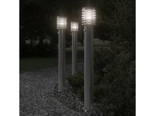 Lampadaire d'extérieur avec capteur argenté acier inoxydable argent 02_0042525