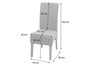 Lot de 2 chaises de salle à manger dossier haut assise rembourrée et formes arrondies tissu gris clair et bois d’hévéa 04_0010860