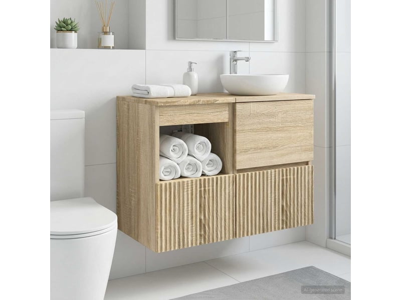  Armoire de salle de bain, meuble de rangement chêne sonoma 30x35x50 cm  - Conforama D