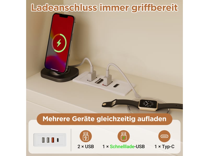  Lit simple 90x190 blanc avec lit gigogne en bois - étagères de rangement et ports usbtype-c  - Conforama E