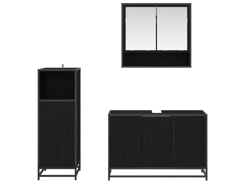  Ensemble de mobilier de salle de bain 3 pc chêne noir cf64339  - Conforama C