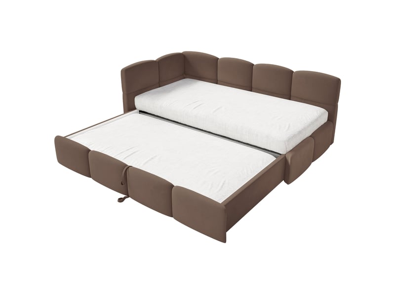 Selsey cloudy - lit rembourré - 170x185 cm - velours marron - côté gauche Cloudy - Conforama D