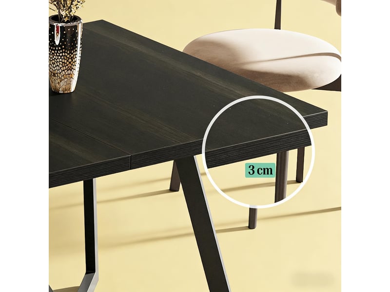 Table à manger rectangulaire en mdf et métal noir 180x80x75 cm - Conforama D
