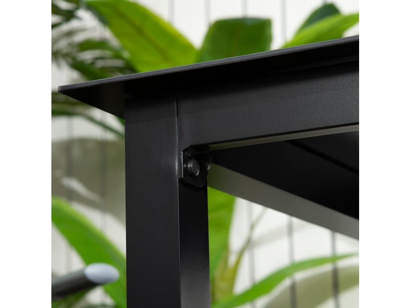  Table de jardin carrée 4 places en aluminium noir avec plateau en verre trempé 80 x 80 cm pour vos repas dehors  - Conforama E